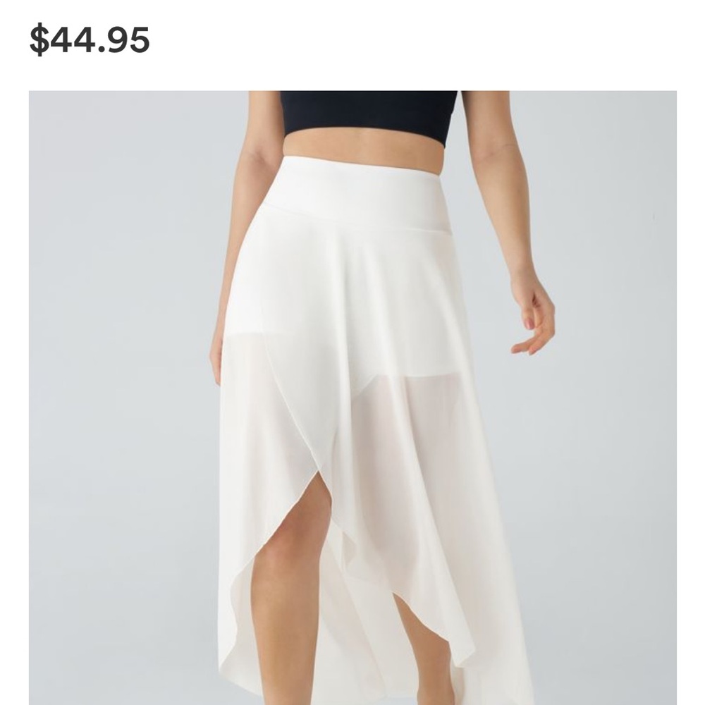 HALARA White High Low Skirt